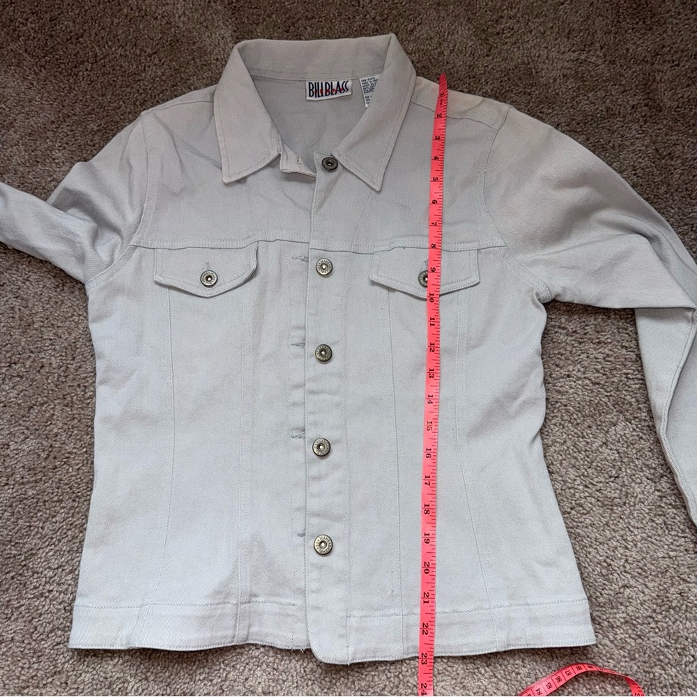 Bill Blass Jean Gray Denim Jacket 8 - Picture 2 of 6